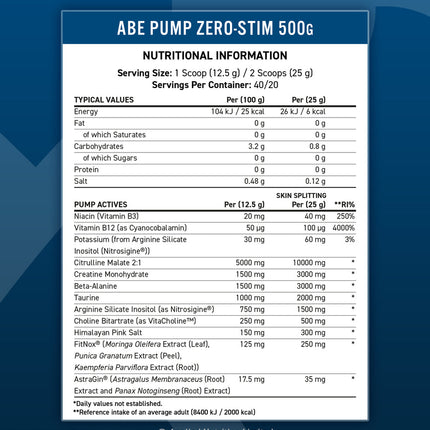 ABE Pump - Zero Stim Pre-Workout