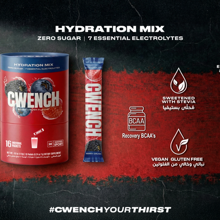 CWENCH HYDRATION ELECTROLYTE MIX + BCAA (16 STICKS)