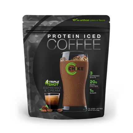 CHIKE PROTEIN ICED COFFEE – 20G PROTEIN, 2 ESPRESSO SHOTS, LOW SUGAR (14 SERV BAG)