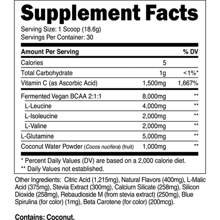Transparent Labs® BCAA Glutamine – Supplement Facts