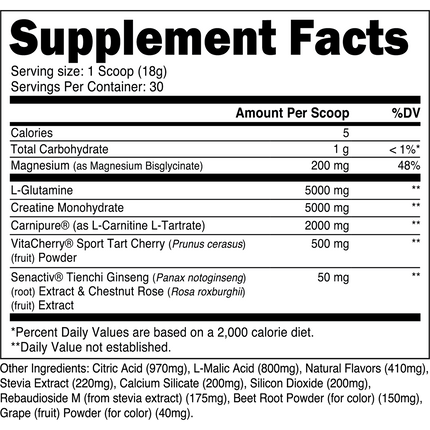 Transparent Labs® Post Workout – Supplement Facts