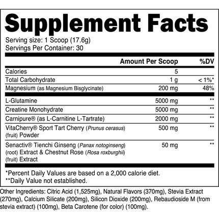 Transparent Labs® Post Workout – Supplement Facts
