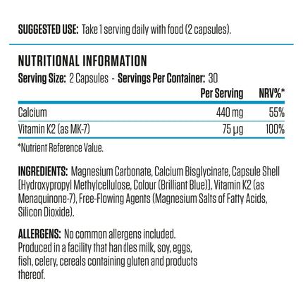 Applied Nutrition كالسيوم وفيتامين K2