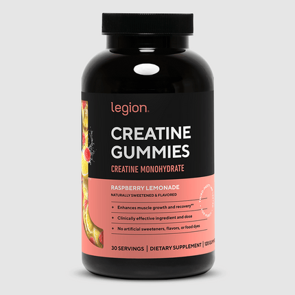 LEGION CREATINE GUMMIES – MICRONIZED CREATINE MONOHYDRATE IN CHEWABLE GUMMIES 120/150 CT
